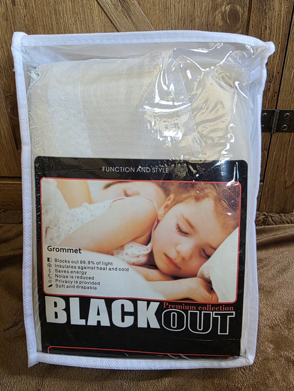Blackout Grommet Curtains - Marry Me Beige with Beige Tulle 2-panel Package